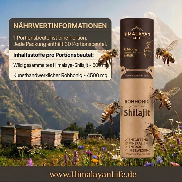 Rohhonig-Sticks mit Shilajit – 30 Einzelportionsbeutel